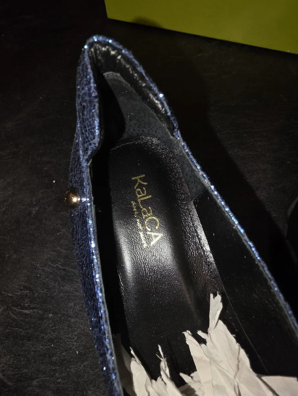 KaLaCA Blue Peace Symbol Platform Loafers Size 7